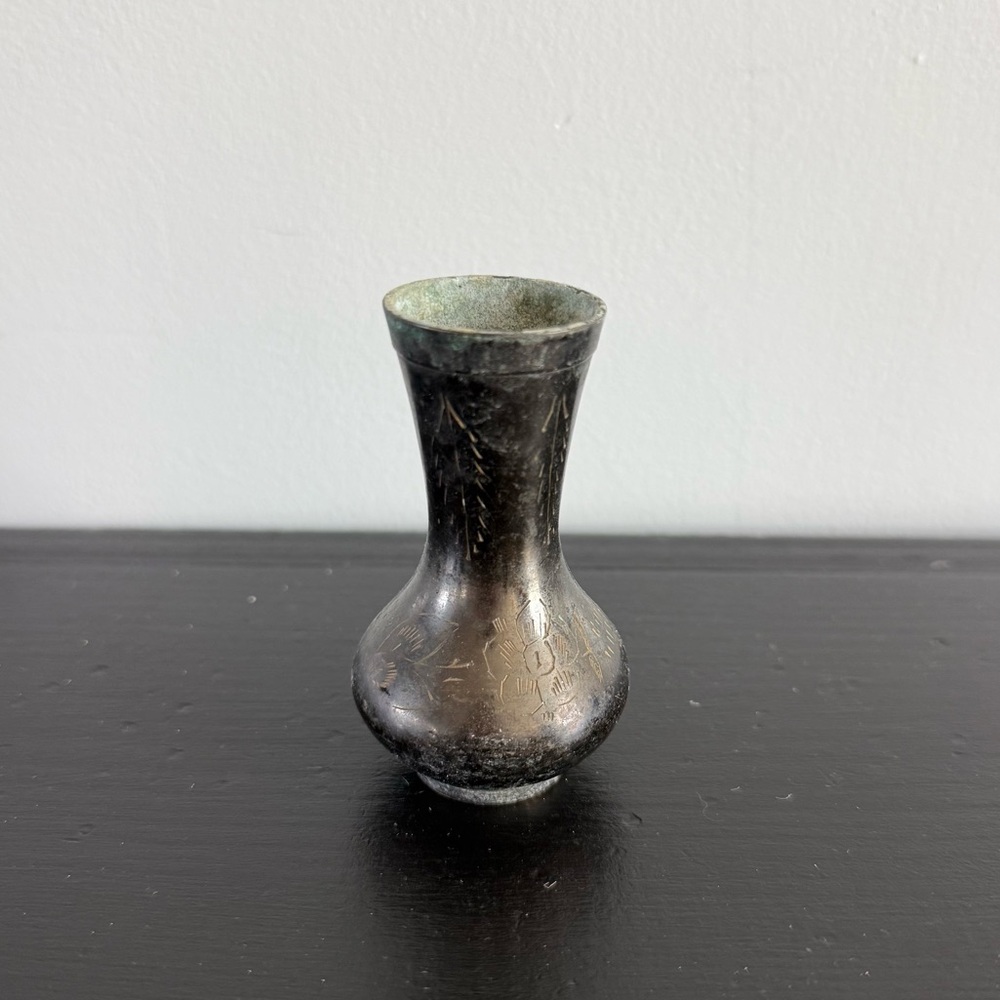 Vintage | Solid Brass Small Vase Made In India Decor Design Gold Metal Patina